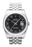 Rolex Datejust 36 Black Roman Dial Jubilee Bracelet Men's Watch 116200