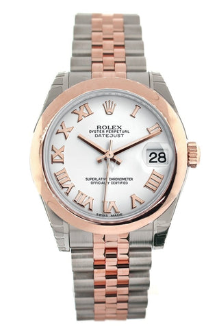 Rolex Datejust 31 White Roman Dial 18K Rose Gold Two Tone Jubilee Ladies Watch 178241