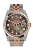 Rolex Datejust 36 Black mother-of-pearl set with diamonds Dial Steel and 18k Rose Gold Jubilee Watch 116201