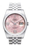 Rolex Datejust 36 Pink Floral Dial Stainless Steel Jubilee Automatic Ladies Watch 116200