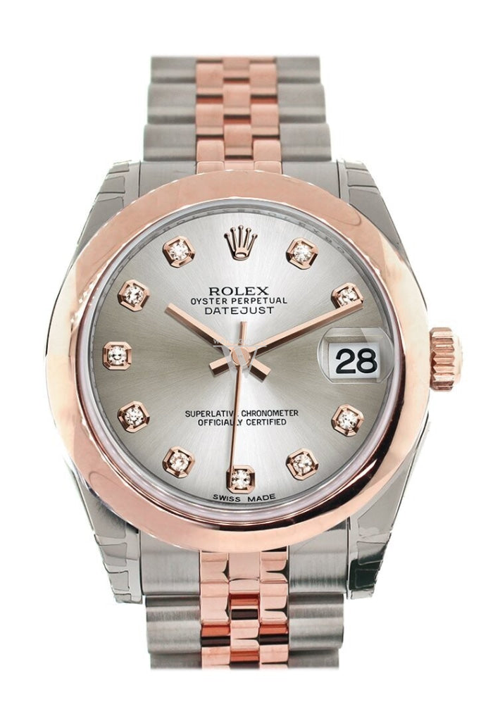 Rolex Datejust 31 Silver Diamond Dial 18K Rose Gold Two Tone Jubilee Ladies Watch 178241 / None
