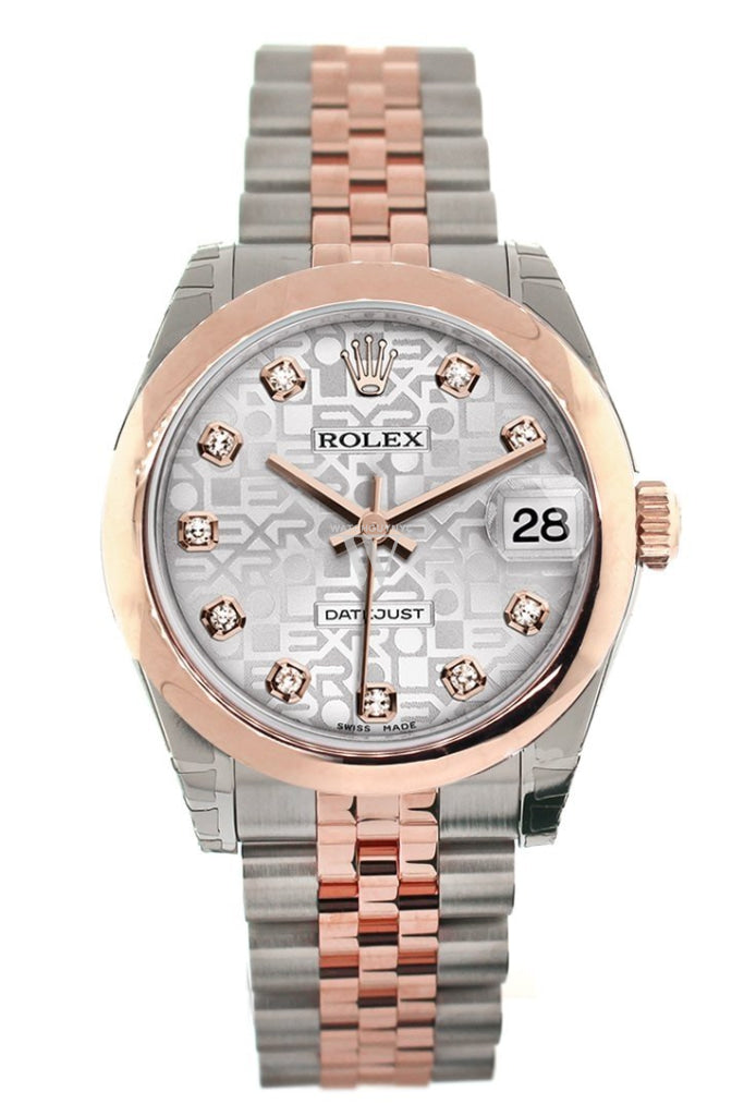 Rolex Datejust 31 Silver Jubilee Diamond Dial 18K Rose Gold Two Tone Ladies Watch 178241