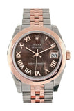 Rolex Datejust 31 Black Mother of Pearl Roman Dial 18K Rose Gold Two Tone Jubilee Ladies Watch 178241