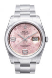 Rolex Datejust 36 Pink Floral Dial Stainless Steel Oyster Automatic Ladies Watch 116200