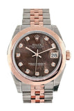 Rolex Datejust 31 Black Mother of Pearl Diamond Dial 18K Rose Gold Two Tone Jubilee Ladies Watch 178241