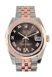 Rolex Datejust 31 Chocolate Roman Large VI set with Diamond Dial 18K Rose Gold Two Tone Jubilee Ladies Watch 178241