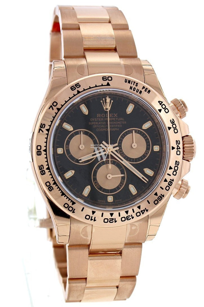 Rolex Cosmograph Daytona Black Dial 18K Everose Gold Oyster Automatic Mens Watch 116505