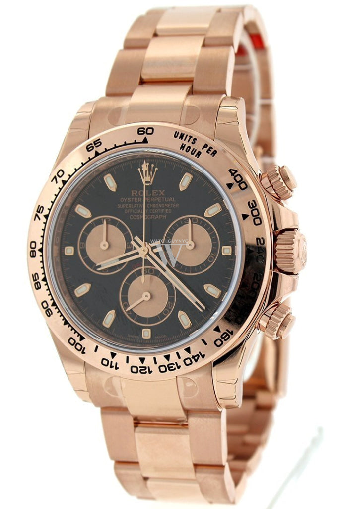 Rolex Cosmograph Daytona Black Dial 18K Everose Gold Oyster Automatic Mens Watch 116505