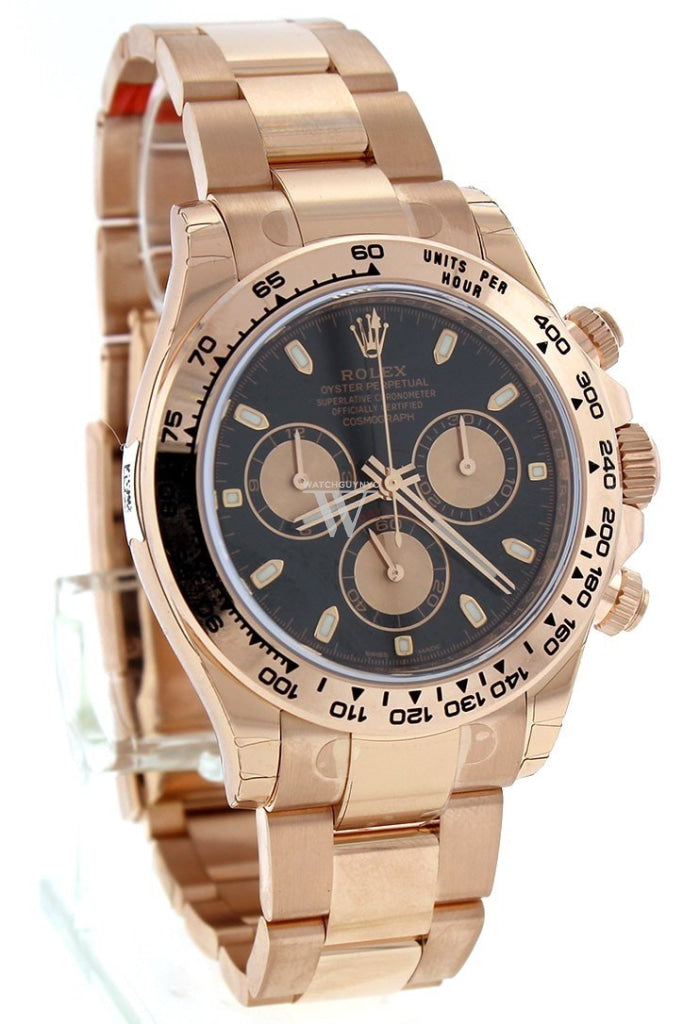 Rolex Cosmograph Daytona Black Dial 18K Everose Gold Oyster Automatic Mens Watch 116505