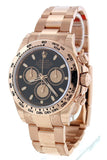 Rolex Cosmograph Daytona Black Dial 18K Everose Gold Oyster Automatic Mens Watch 116505