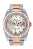 Rolex Datejust 36 Silver set with diamonds Dial Fluted Steel and 18k Rose Gold Oyster Watch 116231