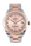 Rolex Datejust 31 Pink Roman Dial Fluted Bezel 18K Rose Gold Two Tone Ladies Watch 178271