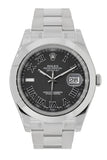 Rolex Datejust II Black Roman Dial Stainless Steel Oyster Automatic Men's Watch 116300