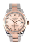 Rolex Datejust 31 Pink Diamond Dial Fluted Bezel 18K Rose Gold Two Tone Ladies Watch 178271