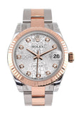 Rolex Datejust 31 Silver Jubilee Diamond Dial Fluted Bezel 18K Rose Gold Two Tone Ladies Watch 178271