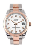 Rolex Datejust 31 White Diamond Dial Fluted Bezel 18K Rose Gold Two Tone Ladies Watch 178271