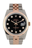 Rolex Datejust 36 Black set with diamonds Dial Fluted Steel and 18k Rose Gold Jubilee Watch 116231