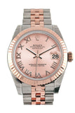 Rolex Datejust 31 Pink Roman Dial Dome set with Fluted Bezel Ladies Watch 178271