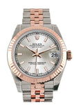 Rolex Datejust 31 Silver Dial Fluted Bezel 18K Rose Gold Two Tone Jubilee Ladies Watch 178271
