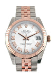 Rolex Datejust 31 White Roman Dial Fluted Bezel 18K Rose Gold Two Tone Jubilee Ladies Watch 178271 /