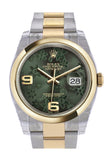 Rolex Datejust 36 Green Floral Motif Dial 18K Gold Two Tone Oyster Watch 116203