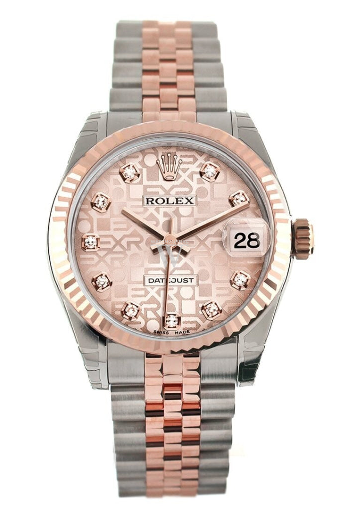 Rolex Datejust 31 Pink Jubilee Diamond Dial 18K Rose Gold Two Tone Ladies Watch 178271