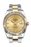 Rolex Datejust 41 Champagne Diamond Dial Steel and 18K Yellow Gold Oyster Men's Watch 126333