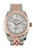 Rolex Datejust 31 White Mother of Pearl Roman Dial Fluted Bezel 18K Rose Gold Two Tone Jubilee Ladies Watch 178271