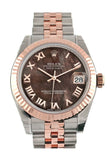 Rolex Datejust 31 Black Mother of Pearl Roman Dial  Fluted Bezel 18K Rose Gold Two Tone Jubilee Ladies Watch 178271