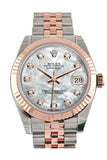 Rolex Datejust 31 White Mother of Pearl Diamond Dial Fluted Bezel 18K Rose Gold Two Tone Jubilee Ladies Watch 178271