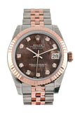 Rolex Datejust 31 Black Mother of Pearl Diamond Dial Fluted Bezel 18K Rose Gold Two Tone Jubilee Ladies Watch 178271