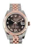 Rolex Datejust 31 Chocolate Roman Large VI set with Diamond Dial Fluted Bezel 18K Rose Gold Two Tone Jubilee Ladies Watch 178271