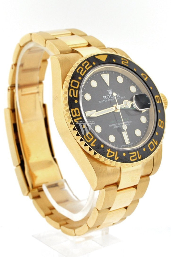 Rolex Gmt Master Ii Black Dial Bracelet 18Kt Yellow Gold Mens Watch 116718 Pre-Owned-Watches