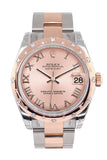 Rolex Datejust 31 Pink Roman Dial Diamond Bezel 18K Rose Gold Two Tone Ladies Watch 178341