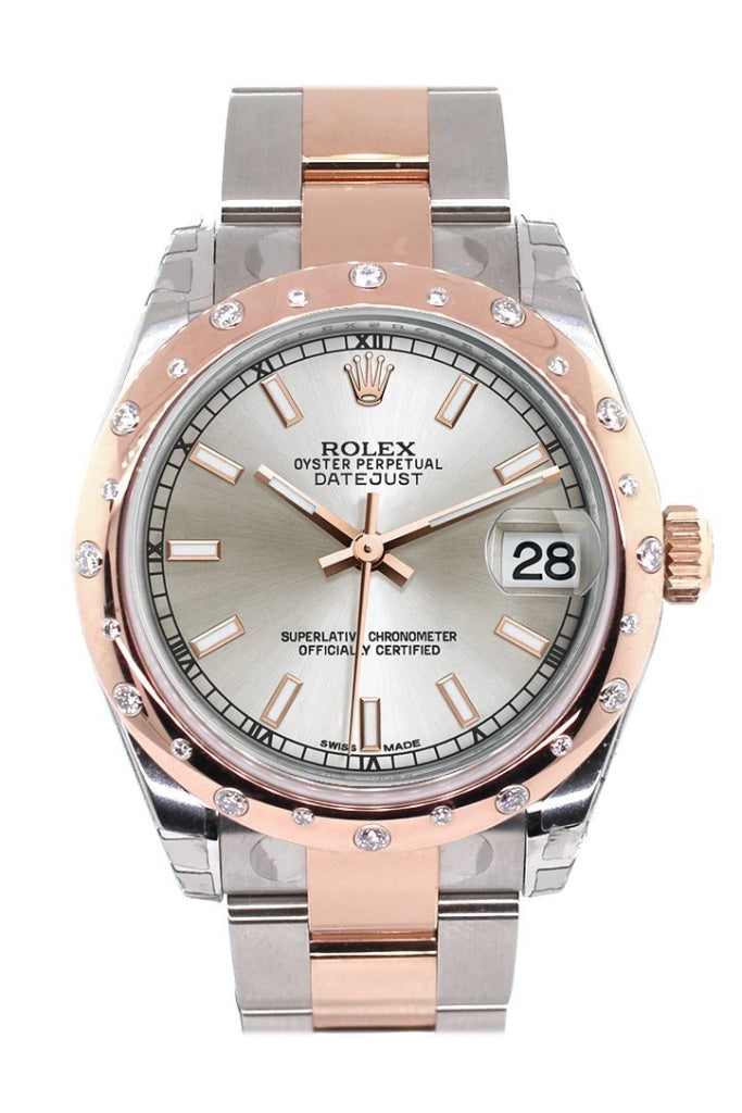 Rolex Datejust 31 Silver Dial Diamond Bezel 18K Rose Gold Two Tone Ladies Watch 178341 / None