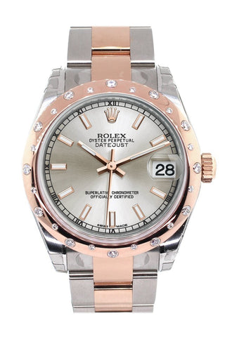 Rolex Datejust 31 Silver Dial Diamond Bezel 18K Rose Gold Two Tone Ladies Watch 178341 / None