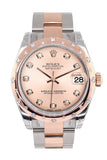 Rolex Datejust 31 Pink Diamond Dial Diamond Bezel 18K Rose Gold Two Tone Ladies Watch 178341