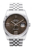 Rolex Datejust 36 Bronze Floral Dial 18k White Gold Fluted Bezel Stainless Steel Jubilee Watch 116234