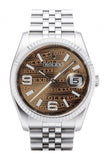 Rolex Datejust 36 Bronze Waves Oyster Dial 18k White Gold Fluted Bezel Stainless Steel Jubilee Watch 116234