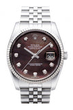 Rolex Datejust 36 Black Mother of Pearl Dial 18k White Gold Fluted Bezel Stainless Steel Jubilee Watch 116234