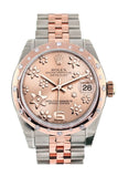 Rolex Datejust 31 Pink Raised Floral Motif Dial Diamond Bezel 18K Rose Gold Two Tone Jubilee Ladies Whatch 178341