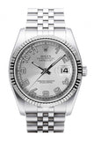 Rolex Datejust 36 Silver Concentric Dial 18k White Gold Fluted Bezel Stainless Steel Jubilee Watch 116234