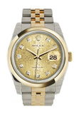Rolex Datejust 36 Champagne-colour Jubilee Diamond Dial 18k Gold Two Tone Jubilee Watch 116203