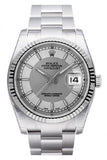 Rolex Datejust 36 Steel Silver Dial 18k White Gold Fluted Bezel Stainless Steel Oyster Watch 116234