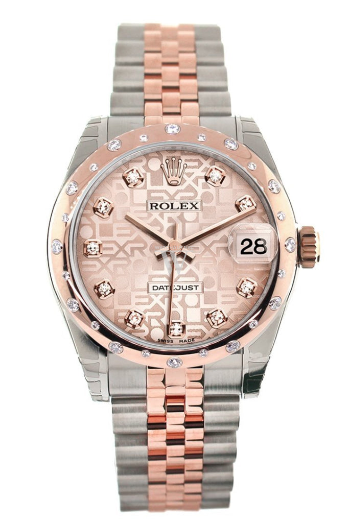 Rolex Datejust 31 Pink Jubilee Diamond Dial 18K Rose Gold Two Tone Ladies Watch 178341
