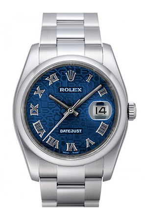 Rolex Datejust 36 Blue Jubilee Dial Stainless Steel Oyster Mens Watch 116200 / None