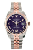 Rolex Datejust 31 Purple Roman Large Vi Set With Diamond Dial Bezel 18K Rose Gold Two Tone Jubilee