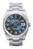 Rolex Datejust 36 Blue Black Ring Dial Stainless Steel Oyster Men's Watch 116200