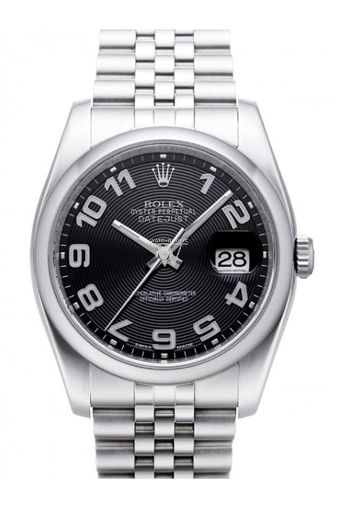 Rolex Datejust 36 Black Sunbeam Dial Stainless Steel Jubilee Mens Watch 116200 / None