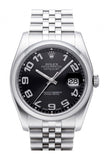 Rolex Datejust 36 Black Sunbeam Dial Stainless Steel Jubilee Men's Watch 116200